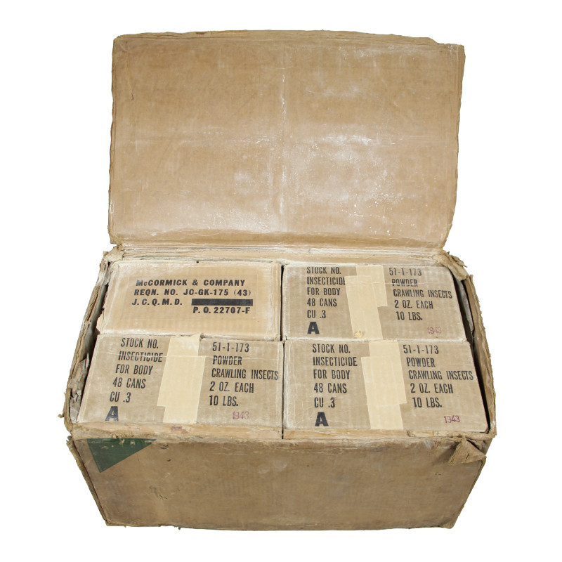 Carton, Prisoners of War, American Red Cross, insecticide, 1943