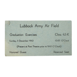 Carton d'invitation, Graduation Exercises, Lubbock Army Air Field, 5 décembre 1943