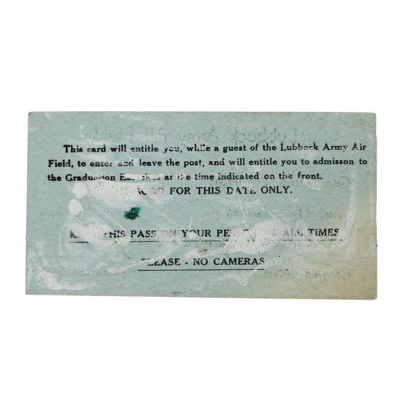 Card, Invitation, Graduation Exercises, Lubbock Army Air Field, December 5, 1943