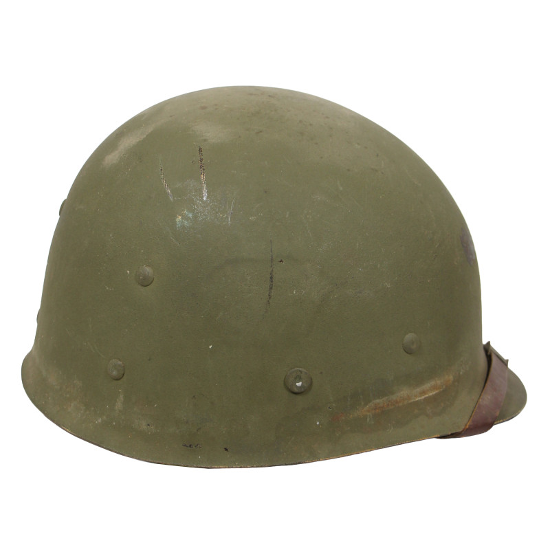 Helmet, M1, Fixed Loops, Firestone Liner, S/Sgt. Charles E. Kurtz, 35th Inf. Div., Normandy, Bastogne