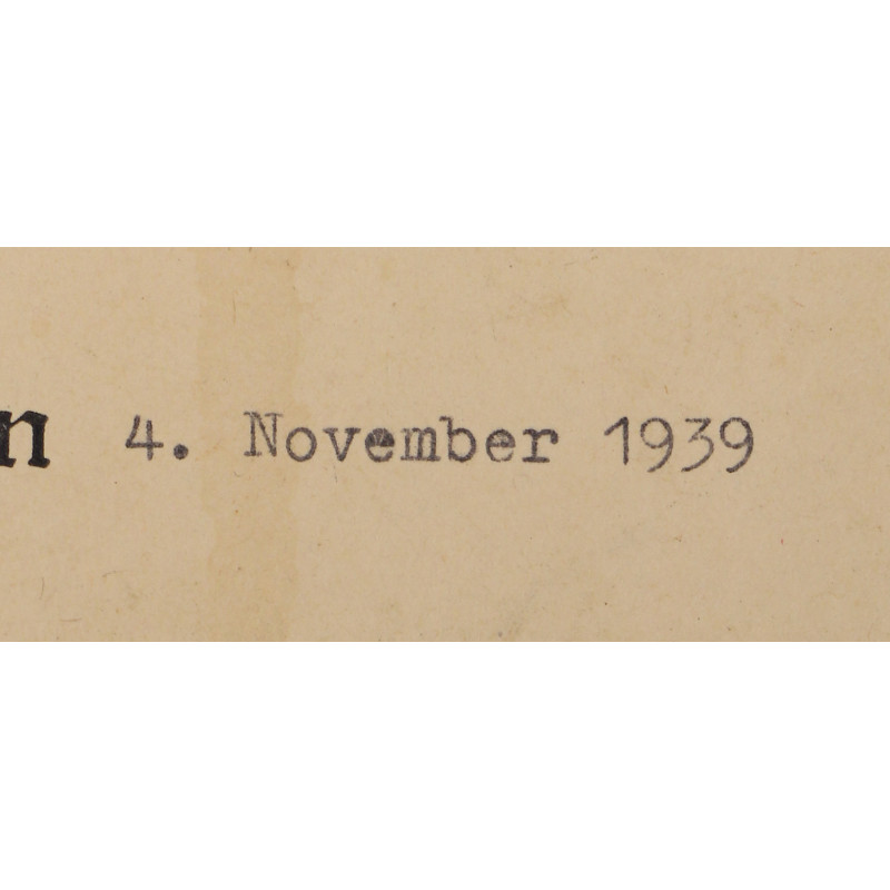 Diplôme d'attribution, Medaille zur Erinnerung an den 13. März 1938 (Anschluss), 4 novembre 1939
