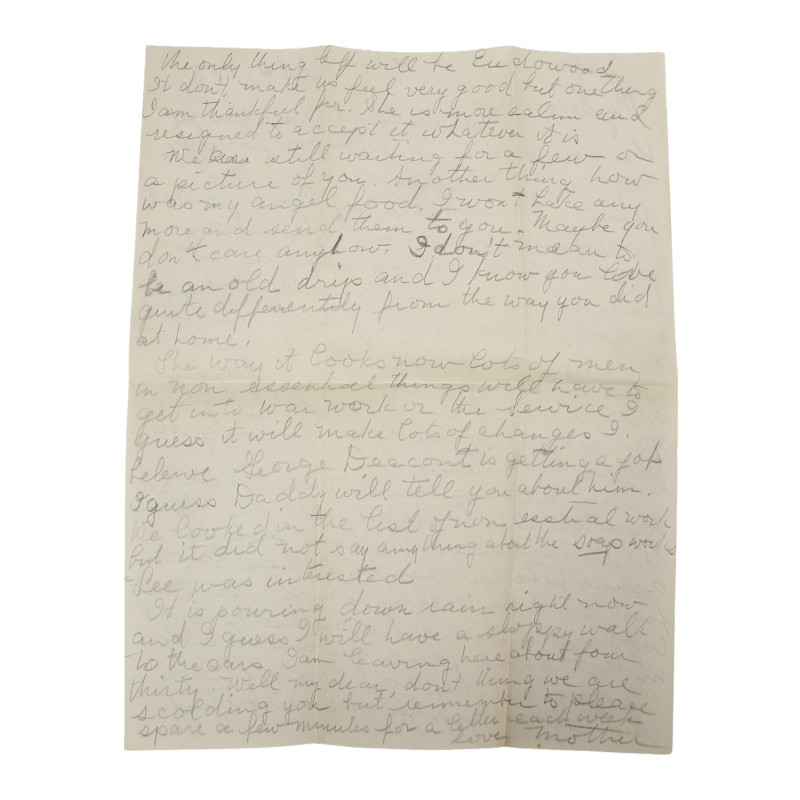 Letter, Pvt. Ray Geddes, Camp Toccoa, 501st PIR, February 4, 1943