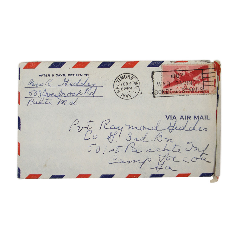 Letter, Pvt. Ray Geddes, Camp Toccoa, 501st PIR, February 4, 1943