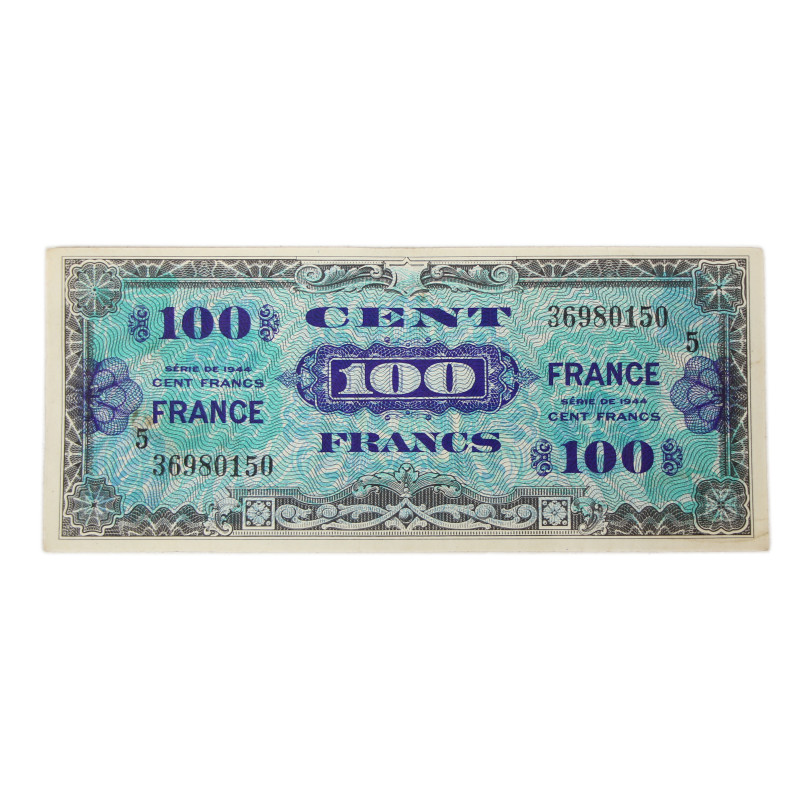 Billet d'invasion, 100 francs, 1944, 2e émission