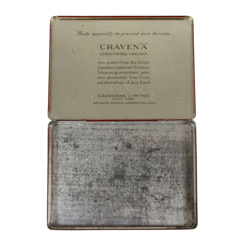 Boîte de cigarettes, CRAVEN "A", vide