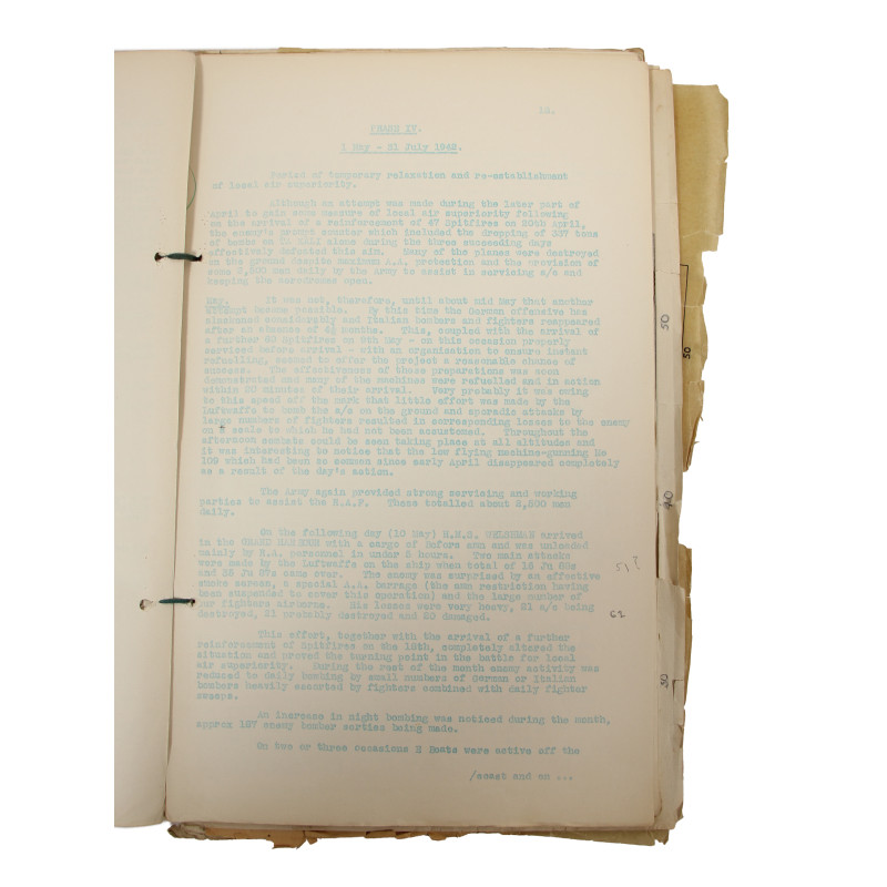 Rapport britannique, Battle of Malta, Siège de Malte, 1943