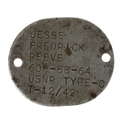Plaque d'identité, "Finger Print", GM3c Jesse Reeve, US Navy, 1942