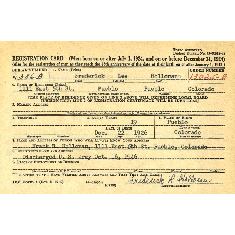 Casquette troupe, US Army, taille 56, Pvt. Frederick Holloran