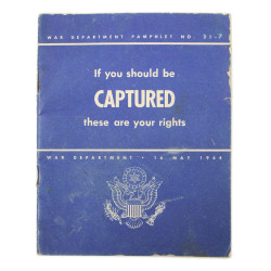 Livret, If you should be captured, these are your rights, War Department, 16 mai 1944, Carentan