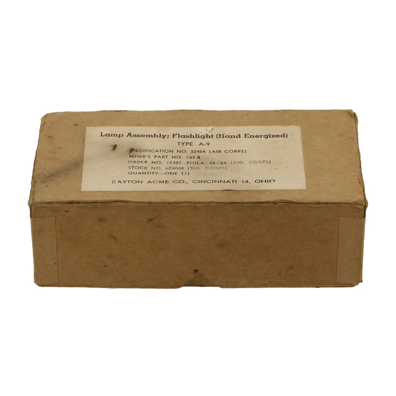 Flashlight, Hand-Energized, Survival, Type A9, DACO-LITE, USAAF, 1944, in Box