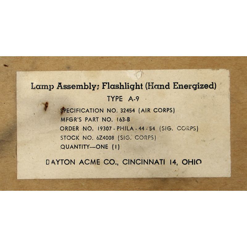 Flashlight, Hand-Energized, Survival, Type A9, DACO-LITE, USAAF, 1944, in Box
