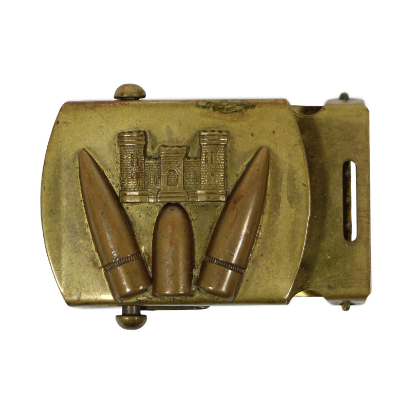 Boucle de ceinture de pantalon, US Army, Corps of Engineers, Solid Brass