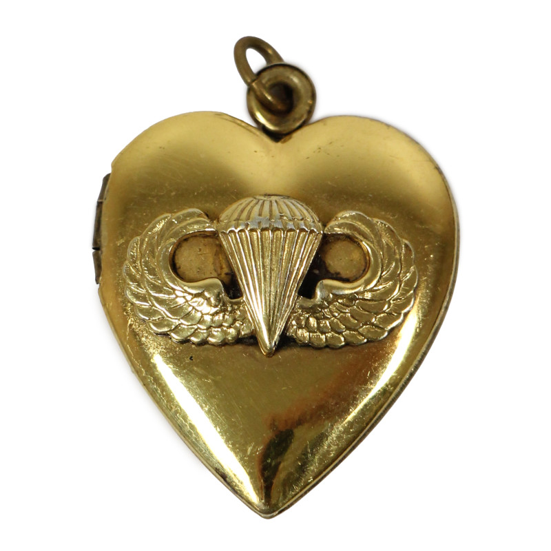 Médaillon, Sweetheart, parachutiste, Sterling, plaqué or