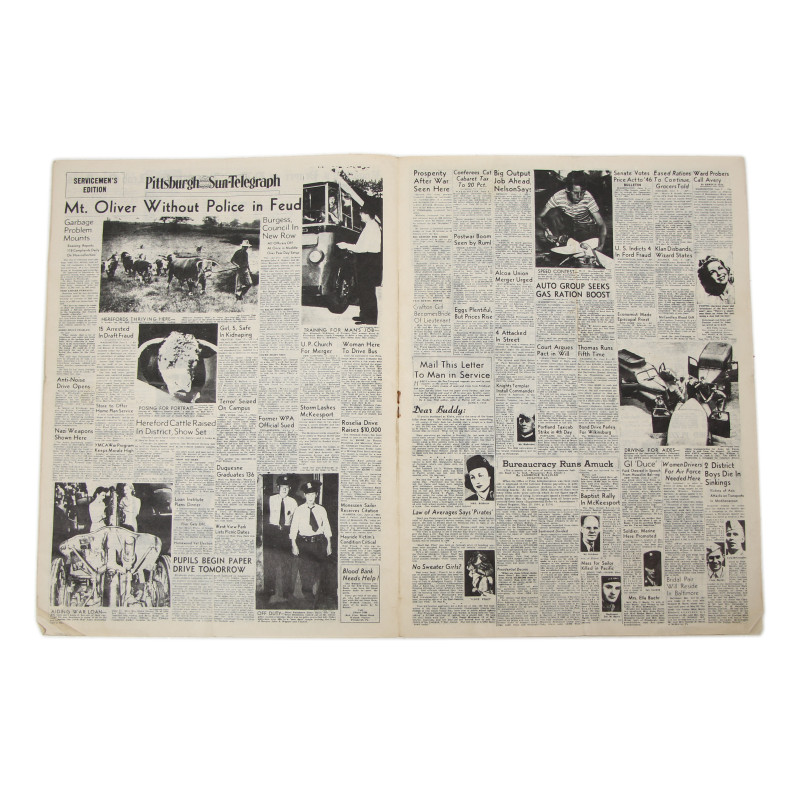 Newspaper, Pittsburgh Sun-Telegraph, June 6, 1944, Servicemen's Edition, 'France Invaded'