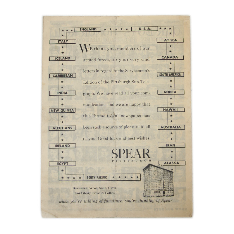 Journal, Pittsburgh Sun-Telegraph, 6 juin 1944, Servicemen's Edition, "France Invaded"