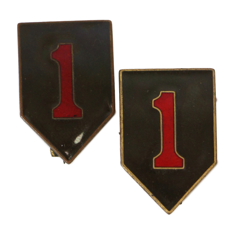Paire de crests, 1st Infantry Division, à épingle