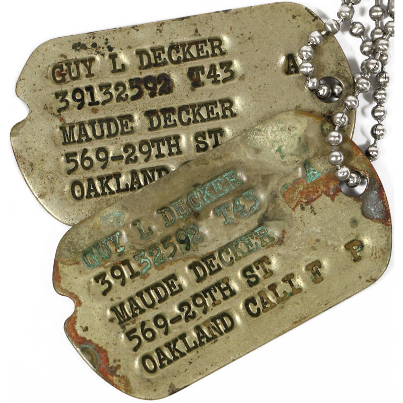 Dog Tags, Pvt. Guy Decker, USAAF