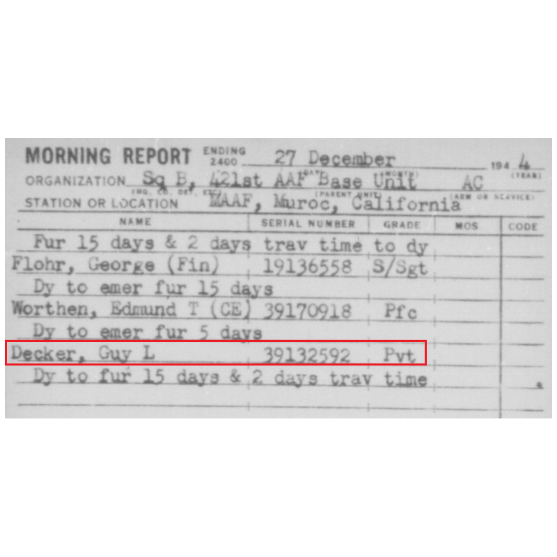 Dog Tags, Pvt. Guy Decker, USAAF