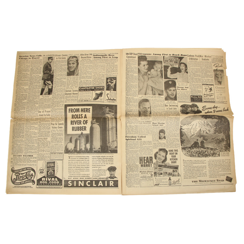 Newspaper, Chicago Herald American, June 6, 1944, 'The Invasion is On!'