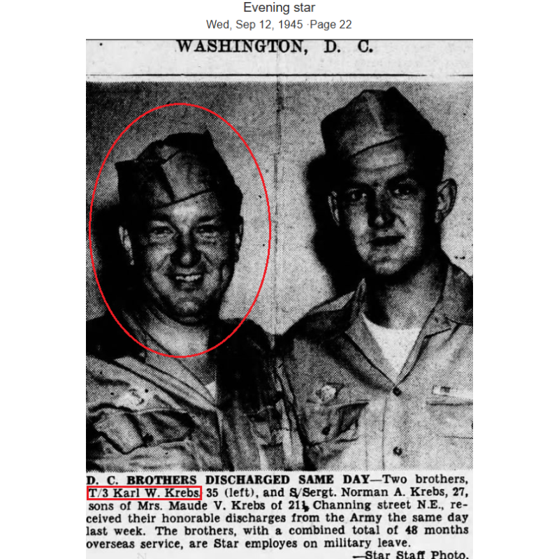 Grouping, T/3 Karl Krebs, Medical Department, 99th & 108th General Hospitals, ETO