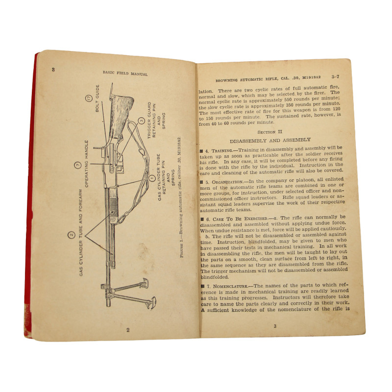 Manual, Field, Basic, FM 23-15, Browning Automatic Rifle, Caliber .30, M1918A2, 1943, Named