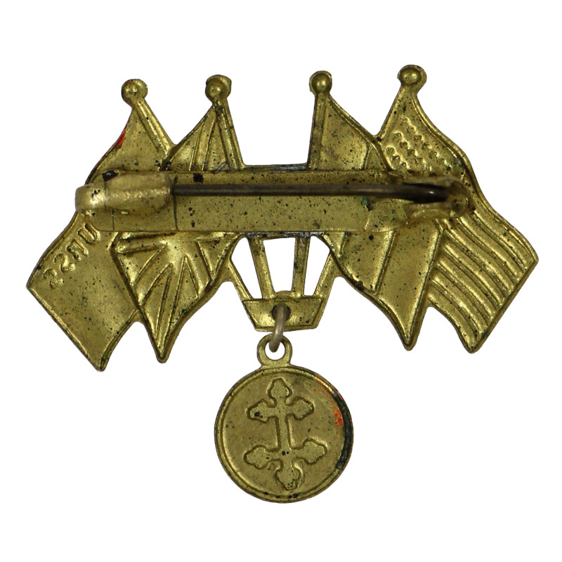 Broche patriotique, drapeaux alliés, Libération