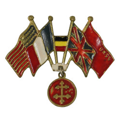 Broche patriotique, drapeaux alliés, Libération