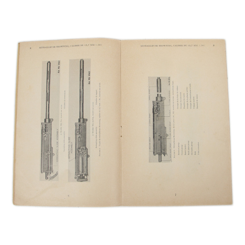 Manuel technique, TM 9-1225 (French), Mitrailleuse Browning, calibre de 12,7 mm (.50), types divers, 1943