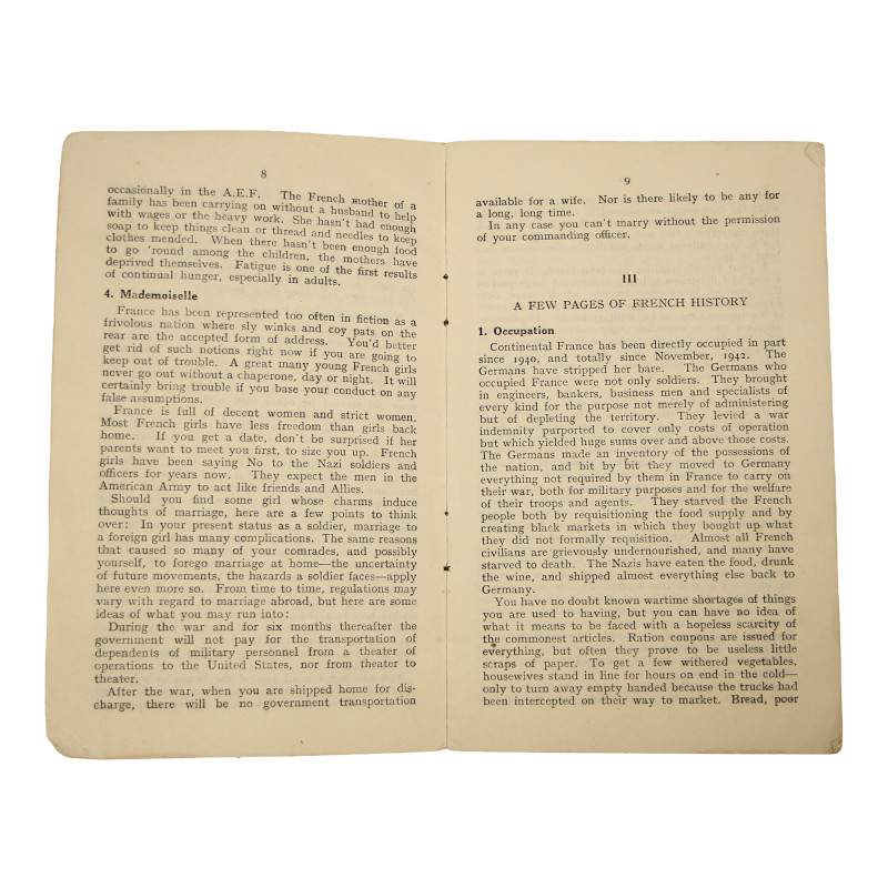 Booklet, A Pocket Guide to France, Restricted, 1944