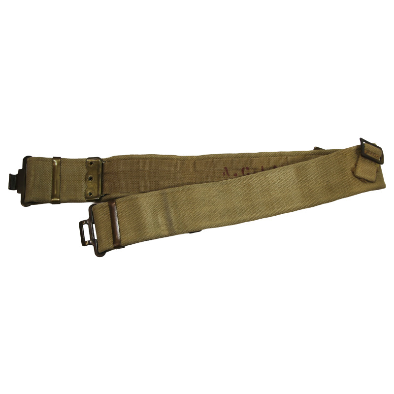 Ceinturon britannique en web, Pattern 1937, M.W. & S. Ltd. 1943 /I\, nominatif