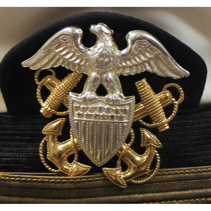 Cap, Senior Officer's, US Navy, White, Wolf-Brown, Inc., Size 7 ¼