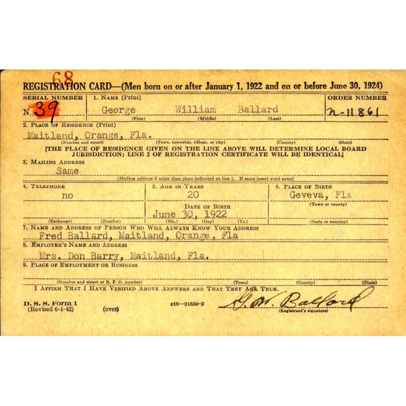 Plaque d'identité, Pvt. George Ballard, Co. D, 502nd PIR, 101st Airborne Division, KIA, 13 juin 1944