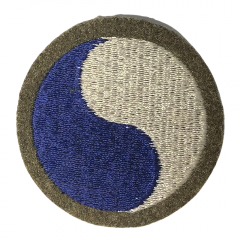 Insignia, 29th Infantry Division, Embroidered on Wool,  Black Back, British-Made