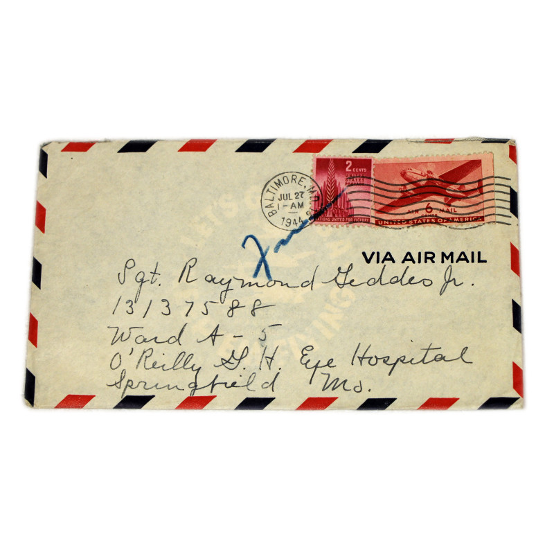 Lettre, Sgt. Ray Geddes, O'Reilly General Hospital, 501st PIR, 27 juillet 1944