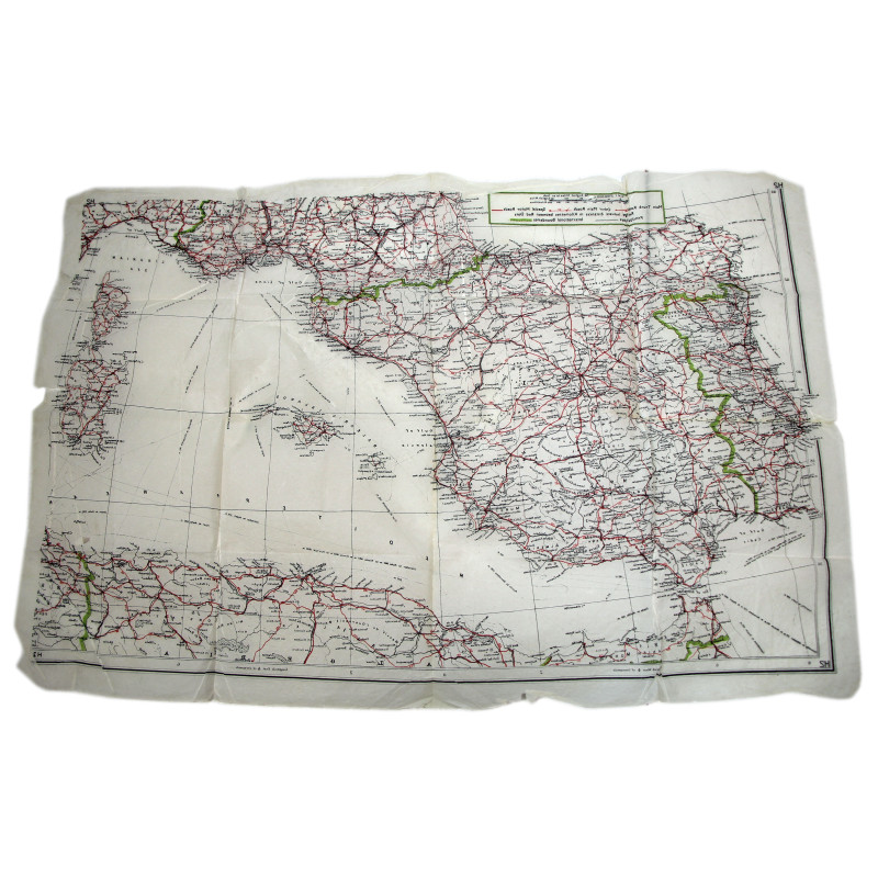 Carte d'évasion H2 en papier de soie, MI9, Méditerranée occidentale