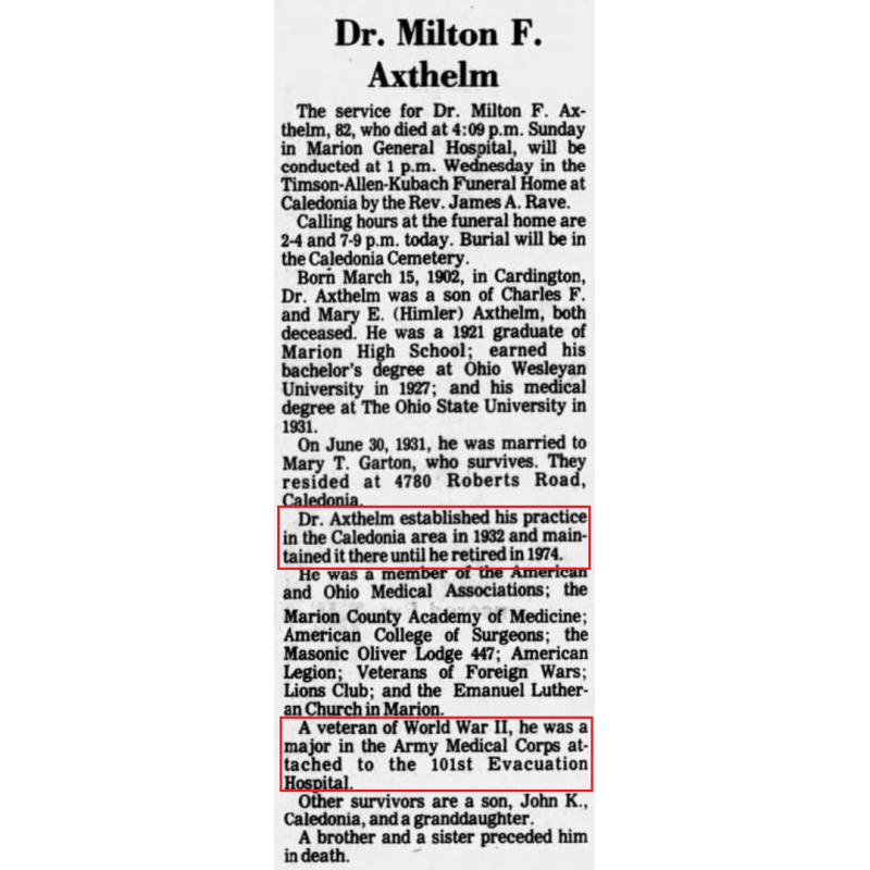 Bag, Assembly, Clothing, Flyer's, Type B-4, Cpt. Milton Axthelm, 41st Evacuation Hospital, Le Molay-Littry, Normandy