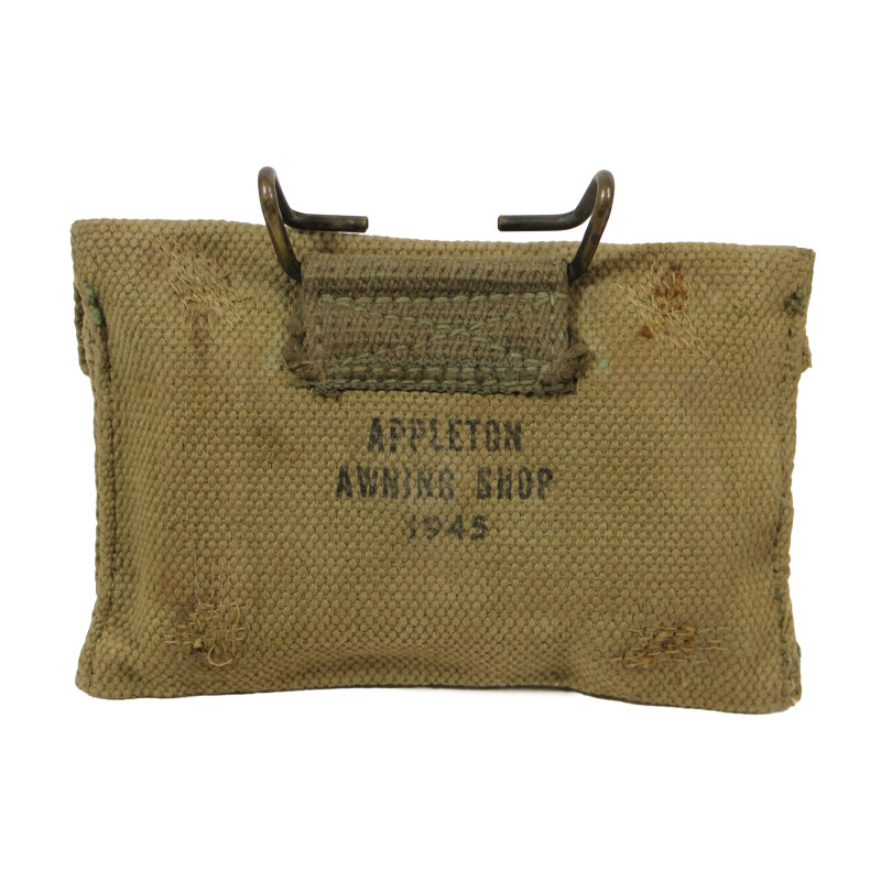 Pouch, First-Aid, M-1942, APPLETON AWNING SHOP 1945, with Packet, First-Aid, Carlisle