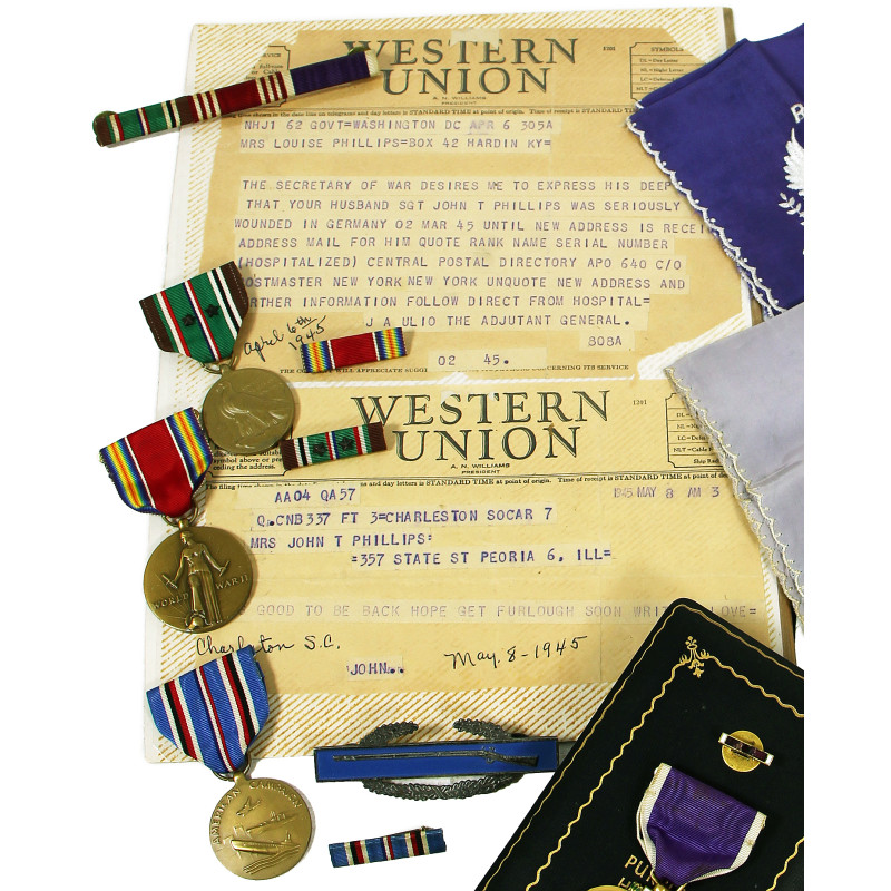 Grouping, Sgt. John Phillips, Co. H, 395th Inf. Regt., 99th Infantry Division, WIA, ETO