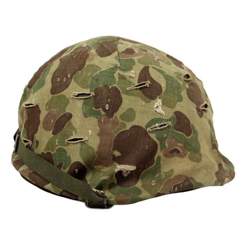Helmet, M1, Swivel Loops, Wesinghouse Liner, with Camouflage Cover, USMC, Korean War