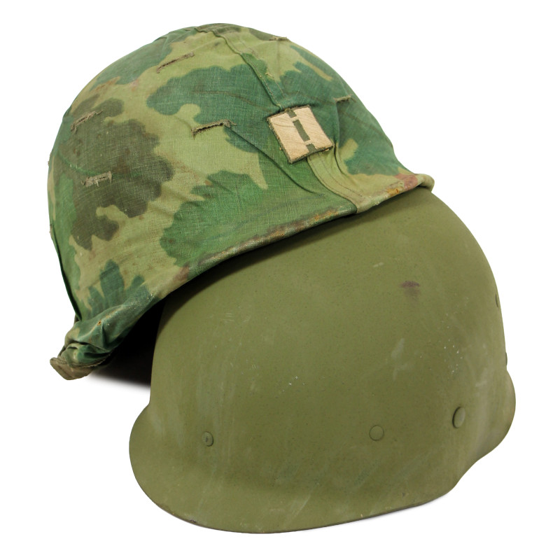 Helmet, M1, Complete, with Camouflage Cover, Captain, Vietnam War