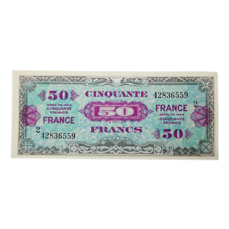Banknote, Invasion Money, 50 Francs, 1944, 2nd Issue