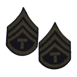 Chevrons de Technician 3rd Grade, US Army, OD, feutre