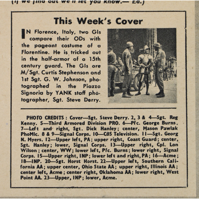 Magazine YANK, Continental Edition, 3 décembre 1944, "Fancy Dress in Florence"