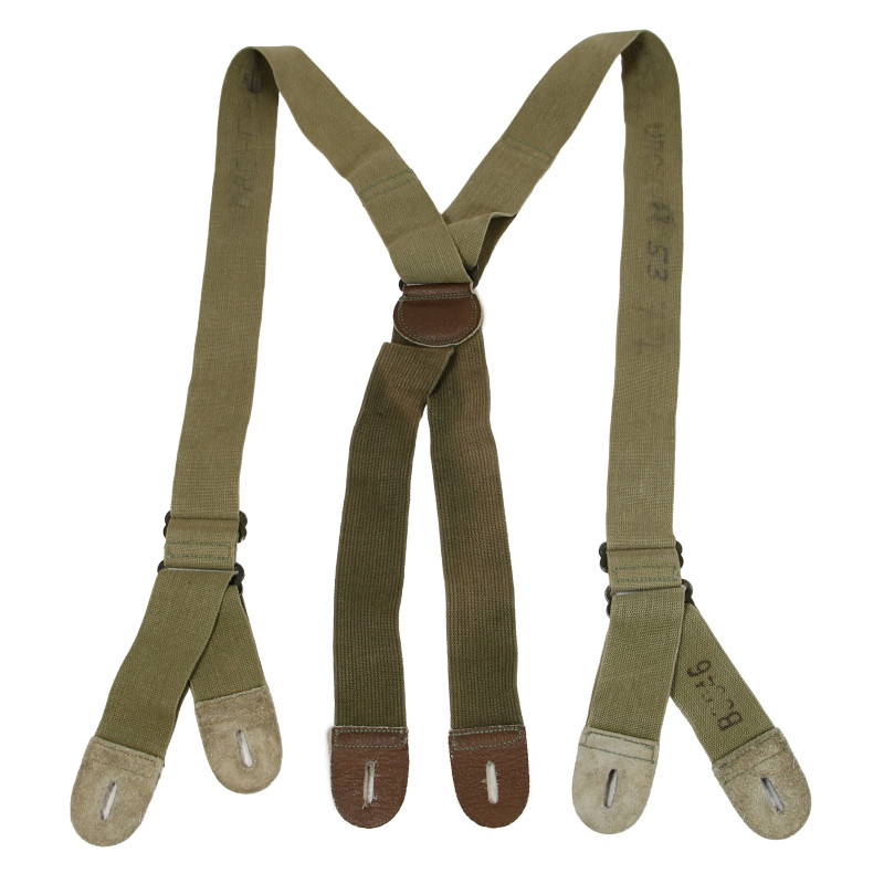 Suspenders, Jump Trousers, M-1942, OD 3, Laundry Number
