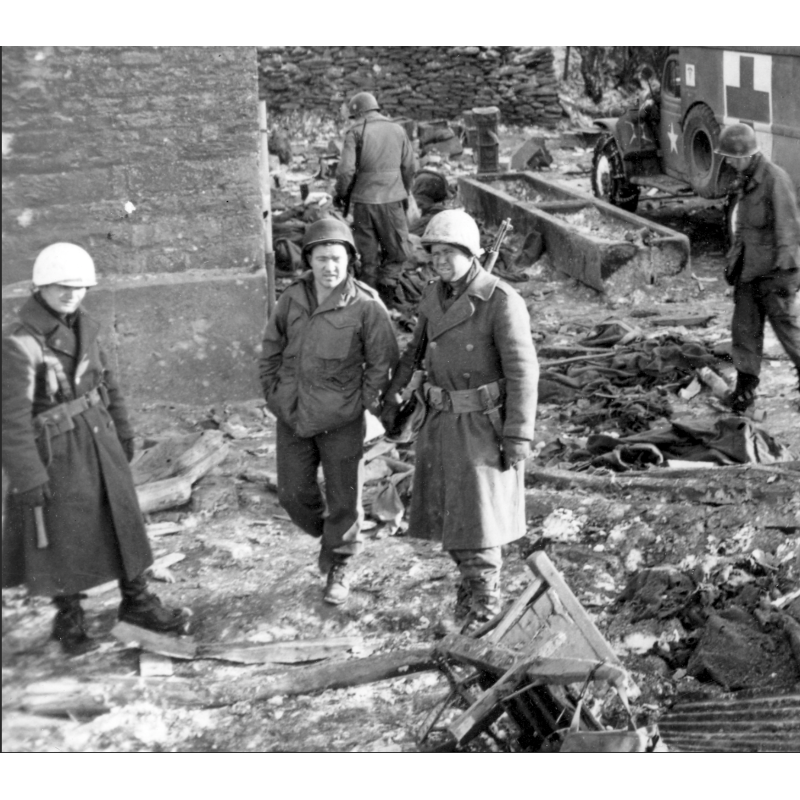 Casque M1, pattes fixes, camouflage blanc, Bataille des Ardennes, liner Westinghouse