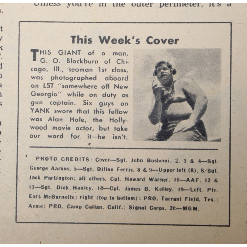 Magazine, YANK, February 11, 1944, 'LST Gun Captain'