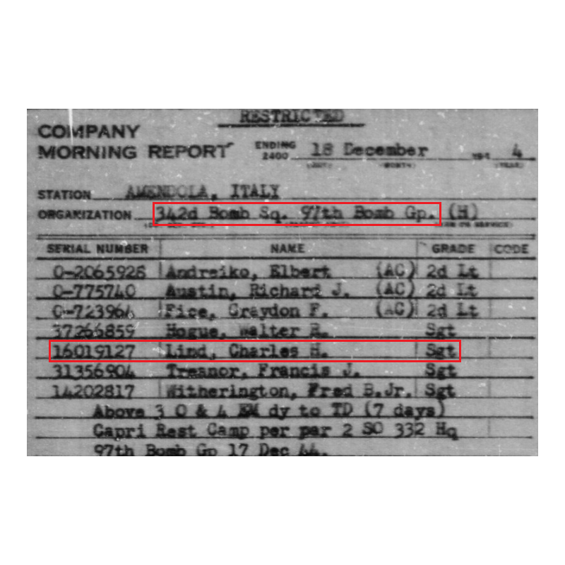 Card, Identification, Blood Chit, T/Sgt. Charles Lind, Tail Gunner, B-17, 342nd BS, 97th BG, 15th Air Force, USAAF, ETO & MTO