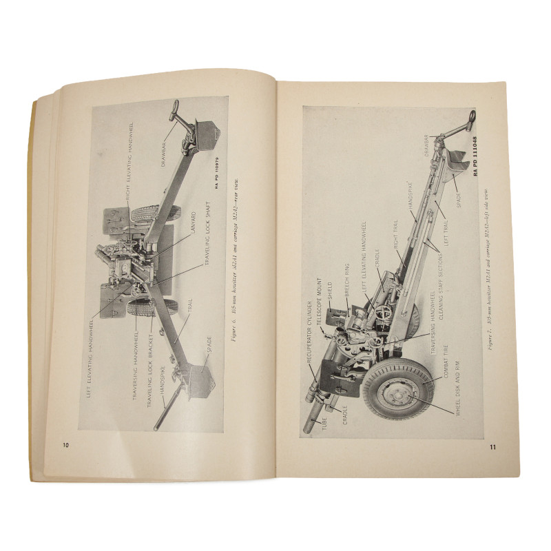 Manual, Technical, TM 9-325, 105-mm Howitzer M2A1, Carriages M20A1 and M2A2, and Combat Vehicle Mounts M4 and M4A1