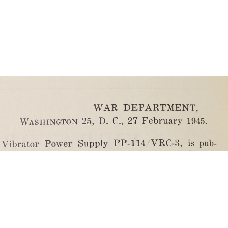 Manuel technique, TM 11-983, Vibrator Power Supply, PP-114/VRC-3, 1945