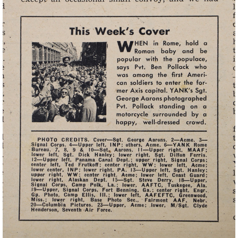 Magazine YANK, 7 juillet 1944, "When in Rome..."